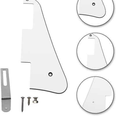 Electric Guitar Pickguard for Les Paul Modern Style with Chrome Bracket, White 3Ply image 2