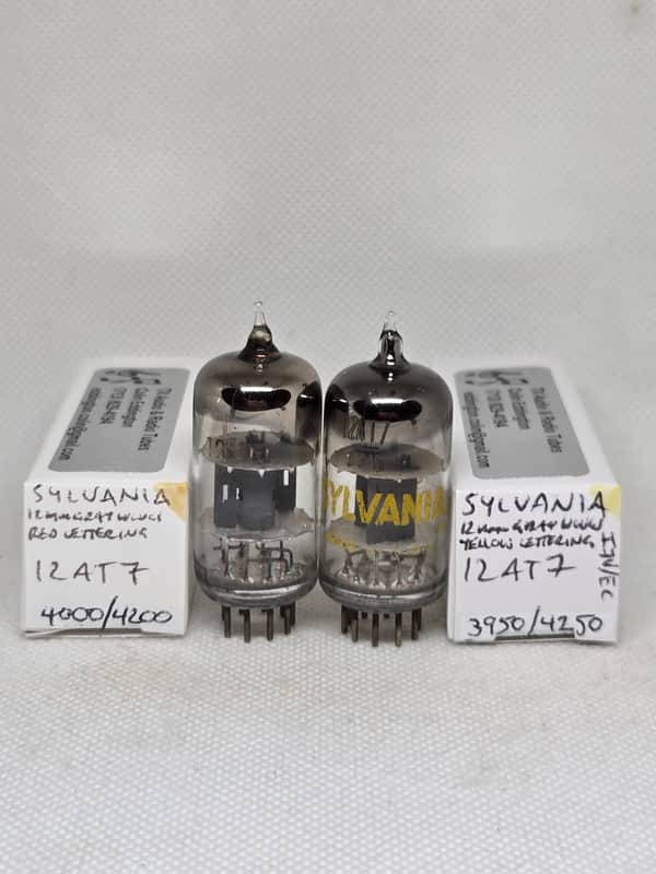 Sylvania 12AT7 Gray Wing-Style Plates Matched (7.0%) Pair NOS ECC81 12AT7 12AT7WB image 1