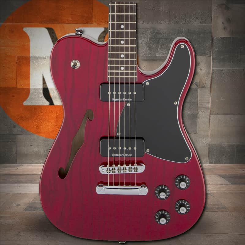 Fender Jim Adkins JA-90 Telecaster Thinline, Laurel Fingerboard - Crimson Red Transparent image 1