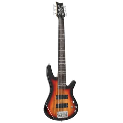 Glarry Full Size GIB 6 String H-H Pickup Electric Bass Guitar Bag Strap Pick Connector Wrench Tool 2020s - Sunset Color image 13