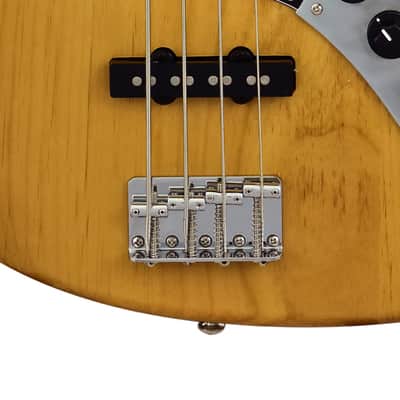 CNZ Audio JB Left Handed Electric Bass Guitar - Vintage Natural Finish, Solid Alder Body image 5