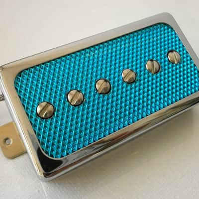 Q pickups Humbucker Sized P90s Set CHROME COVER BLUE FOIL PAF Fits Gibson Epi Greco Ibanez P90 Tone image 6