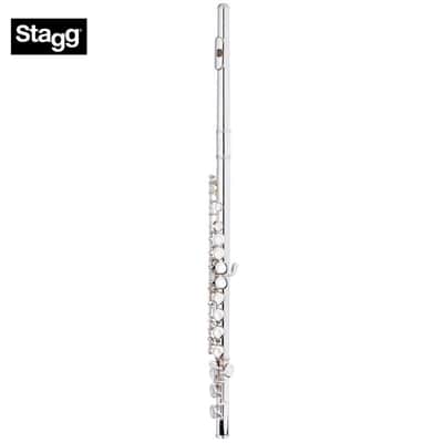 Stagg WS-FL111 Closed Hole C Offset G, Split E Flute Nickel Silver w/Soft Case, Swab, Gloves image 1