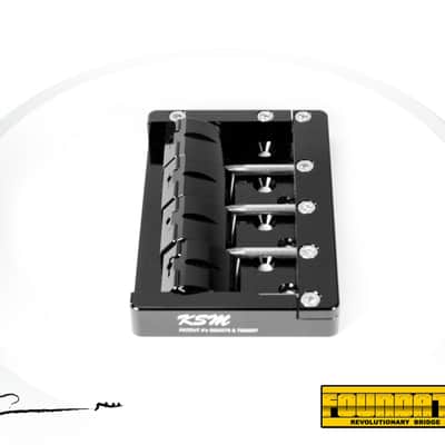 KSM Foundation Bass Bridge  (4-String) Black body w/ Nickel Bolts, Slotted Saddles image 11