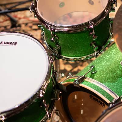 Click Icon 4pc Maple Drum Set Green Satin Sparkle Shell Pack 16 13 10 13 image 7