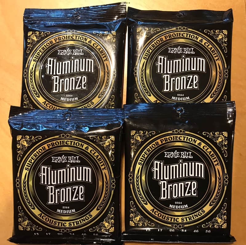 Ernie Ball Aluminum Bronze Guitar Strings - Medium, 4 Packs image 1