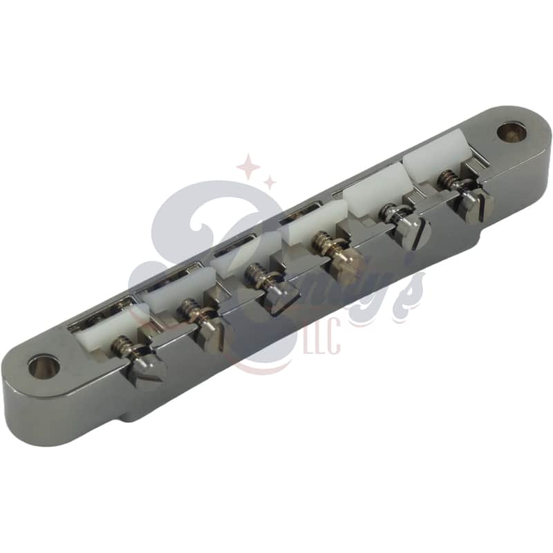 Advanced Plating 1275PC (Vintage Series) ABR-1 Bridge w/ ABS Saddles - Fits Gibson®-Black Nickel/Pearl Chrome image 1