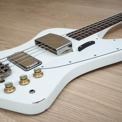 2011 Burny Thunderbird IV Electric Bass Guitar Polaris White w/ Upgrades image 6