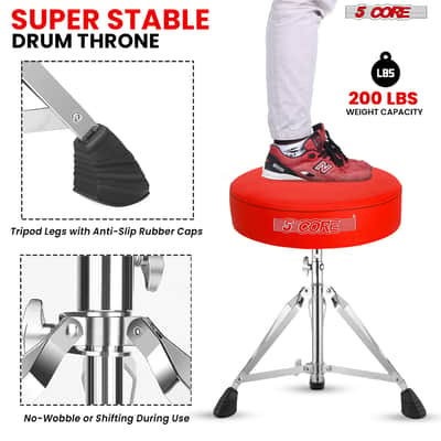 5 Core Drum Throne 3" Padded Drum Seat Height Adjustable Drumming Chair for Practice and Performance image 7