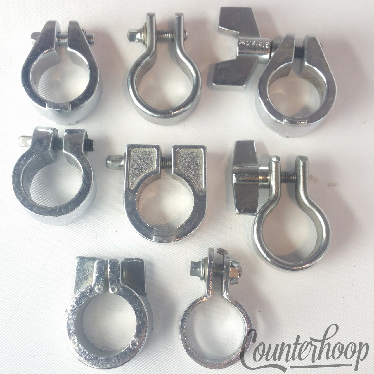 Gibraltar 1"Memory Locks Set 8x Chrome Stand/Mount Tube Clamp Parts 7w/Set Screw — main photograph