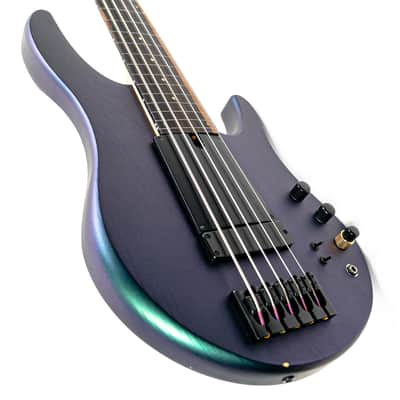Swan Alpha 5-String Fretless Bass Iridescent Purple/Green w/ Finger Ramp, Brass Nut, 18v Preamp image 3