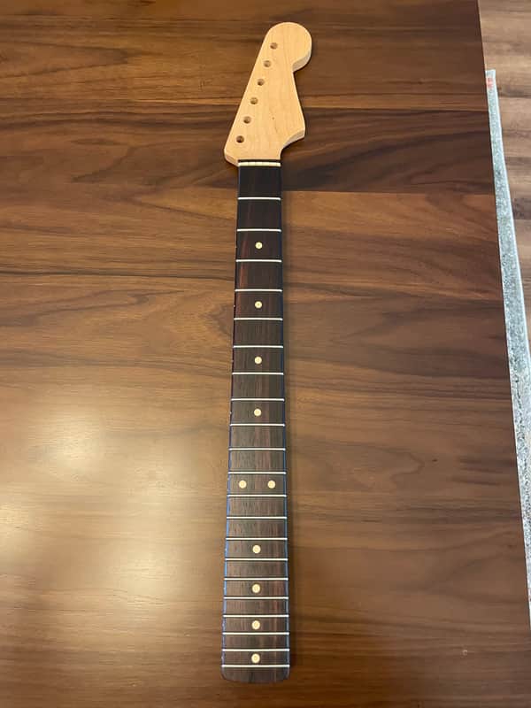 Musikraft Stratocaster Neck Indian Rosewood 10-16" Oil Finish, Heavy Rolled Edges, Light Roast image 1