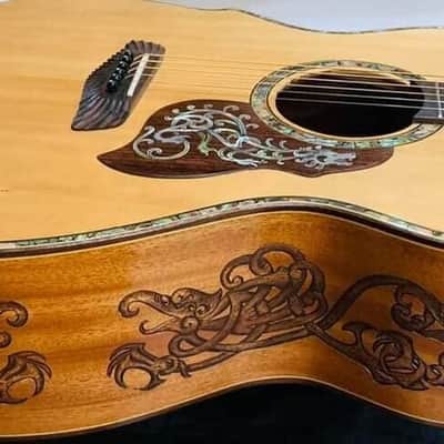 Blueberry Handmade Acoustic Dreadnought Guitar Celtic Motif - built to order image 7