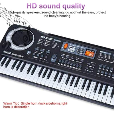 61 Keys Electric Piano Keyboard For Kids with Microphone Black New image 6