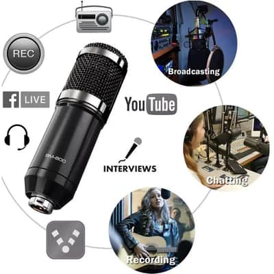 OEM Podcast Equipment Bundle, ALPOWL BM-800 Mic Kit with Live Sound Card, Condenser Microphone Bundle for Studio Recording & Broadcasting(Black) image 2