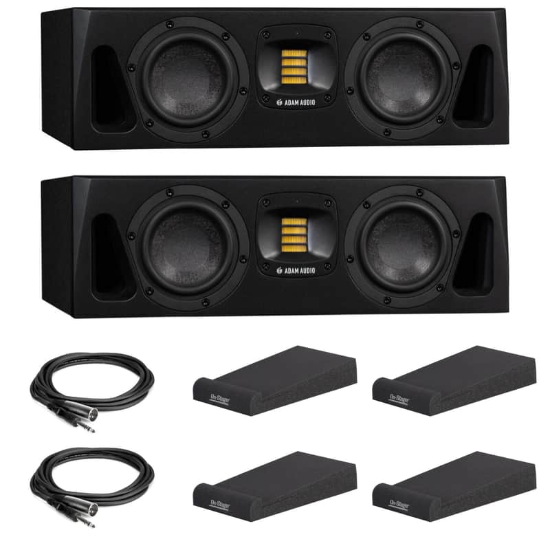 Adam Audio A44H (Pair) Studio Monitors with Isolation Pads and Hosa STX-105M's image 1