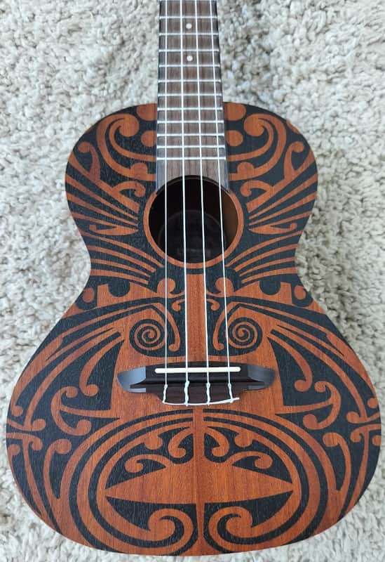 Luna UKE TRIBAL Tenor Size Mahogany Acoustic Ukulele - Satin Natural image 1