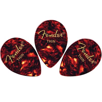 Fender Classic Celluloid 358 Shape Guitar Picks, Thin, Tortoise Shell, 12-Pack image 2