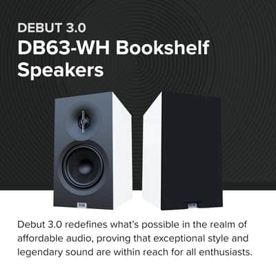 ELAC Debut 3.0 DB63-W Bookshelf Speakers, White (Pair) - 1” Aluminum Dome Tweeter & 6.5” Aramid Fiber Woofer - 2-Way Bass Reflex - 42Hz to 38KHz Response image 2