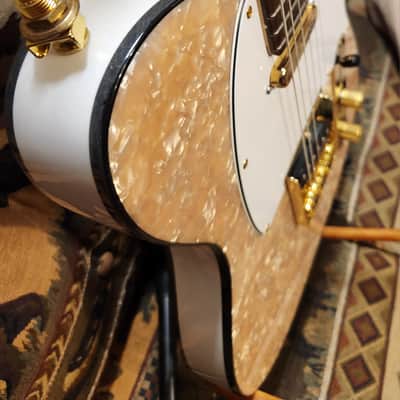 Handcrafted Tele Champagne Motto Premium Parts with Hardshell Case image 5