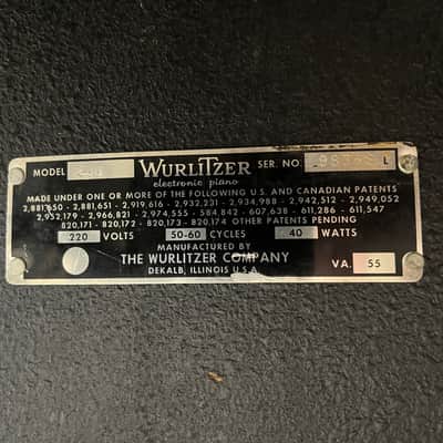 Wurlitzer 200 64-Key Electric Piano 1968 - 1974 - Black image 10