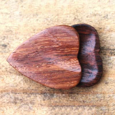 Rosewood Heart Shaped Guitar Pick - Handmade Natural Specialty Exotic Luxury Plectrum - 3 Pack New image 1