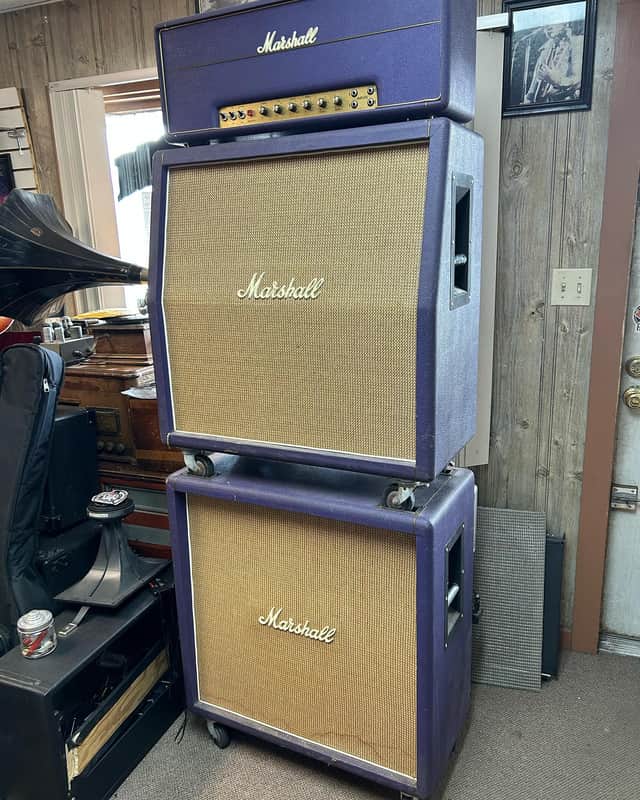 Marshall Super Bass 100 Full Stack 1970 Un-Modified- Royal Purple Tolex Cane Front image 1