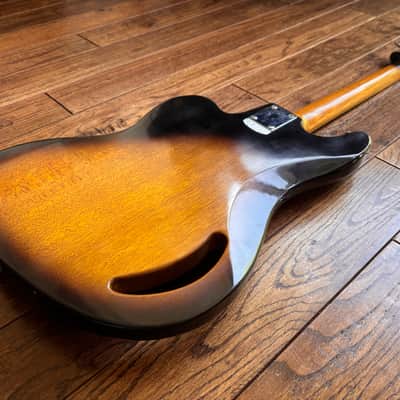 Vintage 1960s Teisco TG-64 Electric Guitar Monkey Grip Tobacco Burst Offset Tremolo MIJ Japan w/ OHSC image 11