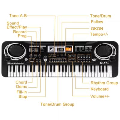 Digital Piano Keyboard 61-Key Portable Electronic Professional Instrument with Microphone image 3