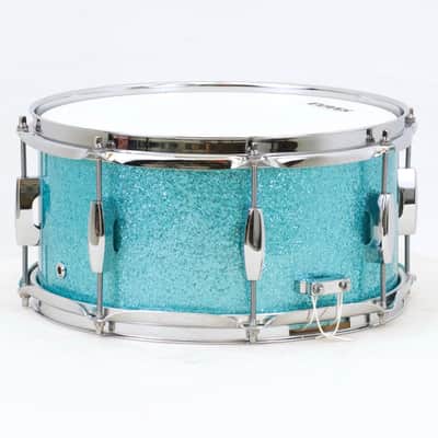 TreeHouse Custom Drums 6½x13 8-ply Maple Snare Drum - Turquoise Sparkle image 4