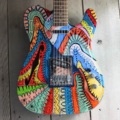 Squier Affinity Telecaster Thinline Custom Art Guitar " Blues Man Coop " image 2