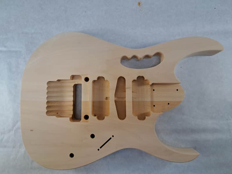 Unfinished 7 string guitar body, basswood, Universe style, rear route, HSH - B8a image 1