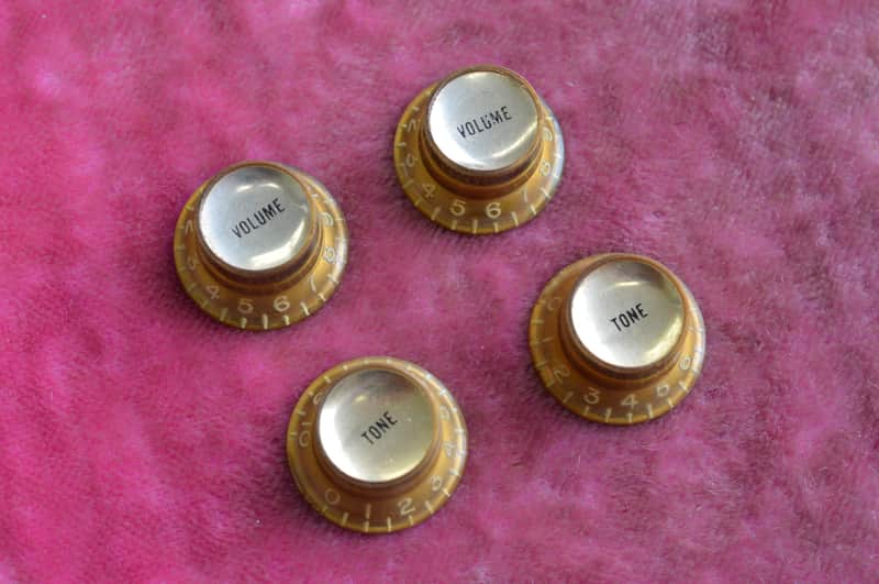 Vintage 1960s Gibson Gold Reflector Knob Set ES-335 SG Standard Custom Les Paul image 1