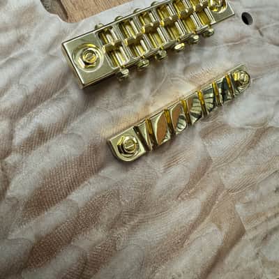 Carlino Rock Bottom Bridge /sustain block, tailpiece system 2025 - Real 14k Gold plating image 2