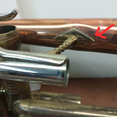 Conn DIRECTOR 1956 - lacquered brass with coprion (copper) bell tube and nickel top and bottom caps image 14