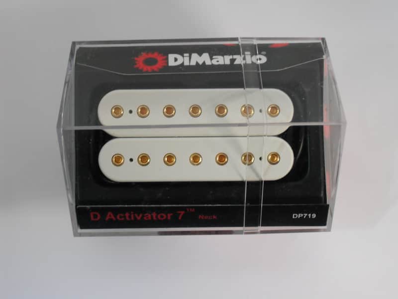 DiMarzio D Activator 7 String Neck Humbucker White W/Gold Poles DP 719 image 1