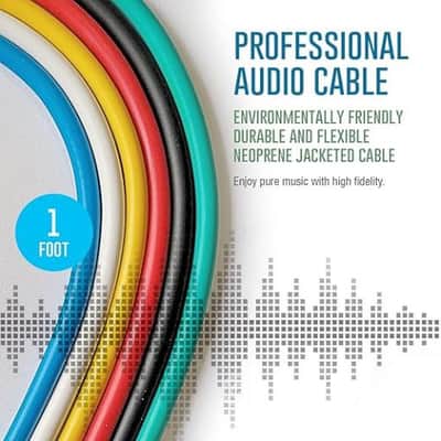 1/4 TRS to 1/4 TRS Multi-Color Balanced Stereo Patch Cables | 6.35mm TRS to 6.35mm TRS Audio Cords | Outboard Gear & Patch Cables (6 Pack -1ft) image 3