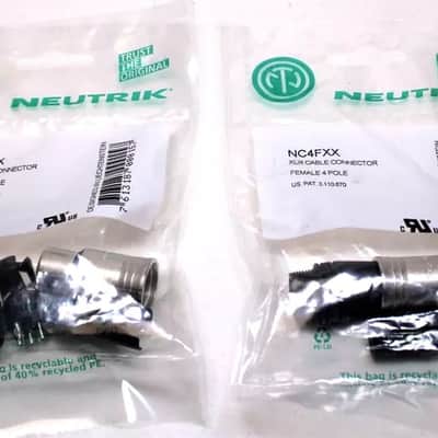 (2) Two Genuine NEUTRIK NC4FXX 4-Pin XLR Female Cable Mount Connector - Nickel image 2