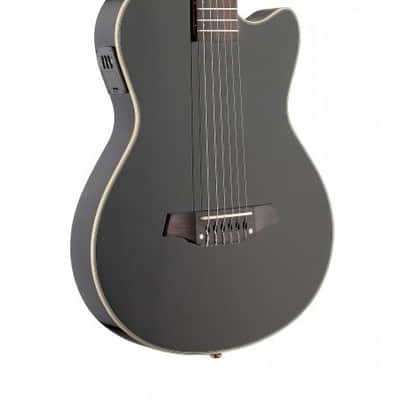 Angel Lopez 4/4 cutaway electric Classical Guitar w/ Solid body, black imagen 2