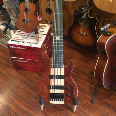 Wolf 7 String Bass Gloss Quilted Bubinga Top Neck-Thru w/ Gigbag image 3