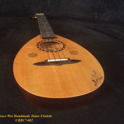 Handmade Thin Body Bowl Back Style Tenor Ukulele, Spruce, Mahogany, HummingBird, Vine Inlay, Soft-bag, Bruce Wei  UBB17-002 image 8