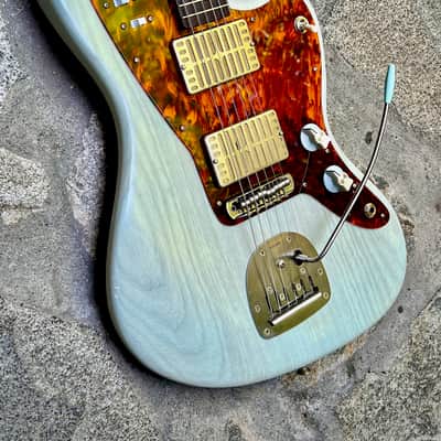 Waterslide Guitars Offset Trans Sonic Blue, Mojo Dual Foil Pickups, Descendant Vibrato, Staytrem image 9