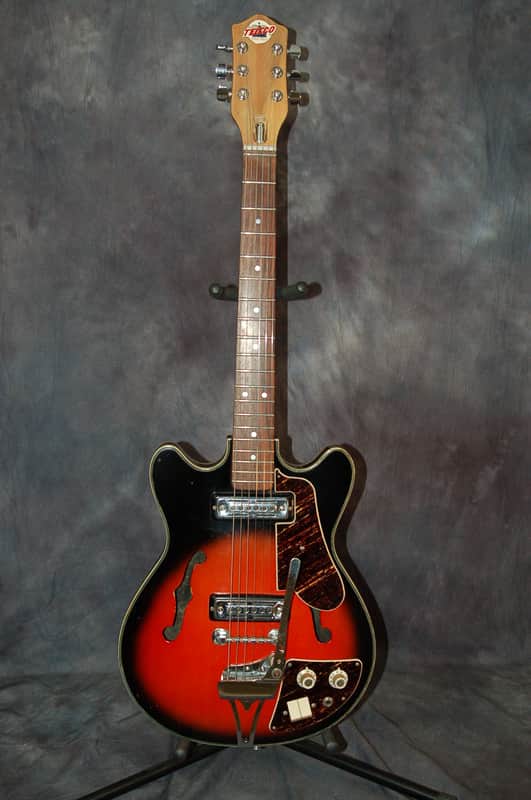 Vintage RARE Teisco Del Rey Hollow Body Ry Cooder Pickups 1960's Redburst image 1