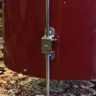 VINTAGE 1960's Ludwig 24x16 Cocktail drum w/ Snares in Red Duco image 3