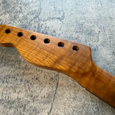 BMC Guitar Neck Tele® Telecaster® 22 Fret Roasted 3AAA Flame Maple With Rosewood Fingerboard Nitro Lacquer Rounded Fret Ends - 9.5 Radius TRMRF22 3A #4 image 7