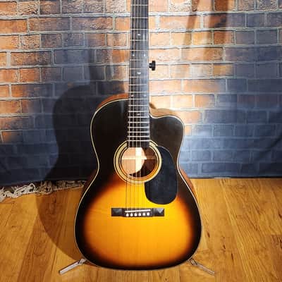 Amazing Hand Crafted Steel-String Acoustic Guitar Tobacco Burst 12 Fret Cutaway-Ebony Board-Spruce Top-Mahogany Back & Sides image 1