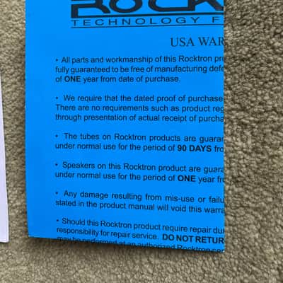 Rocktron Hush the pedal user manual, blue warranty page  and product flyer 2003 image 5
