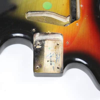 1977 Vintage Fender Mustang Ash BODY Factory Sunburst USA 1970s w/Original Neck Plate image 9