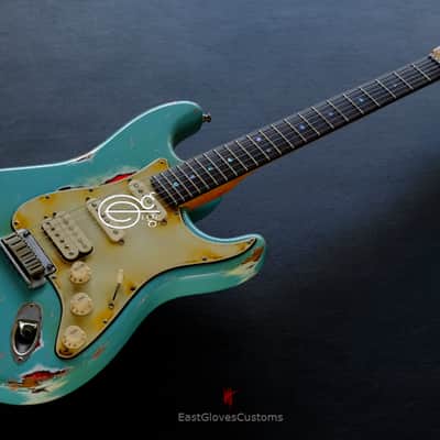 Fender Stratocaster American Deluxe Daphne Blue HSS Made in USA Relic Aged image 8