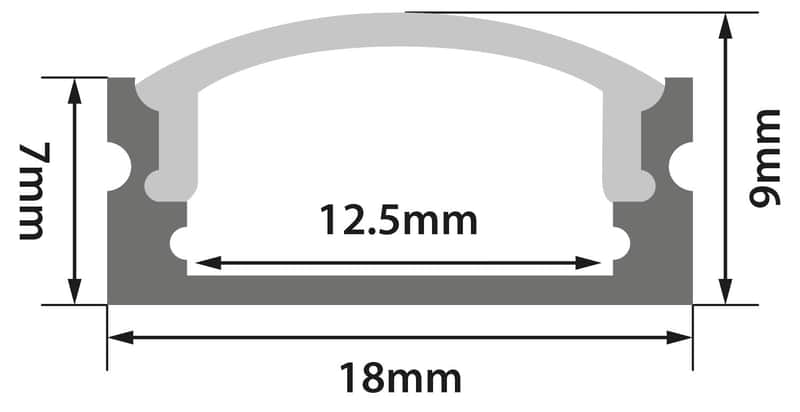 Crown Lyyt Aluminium LED Tape Profile Short Crown 2m Frosted F...